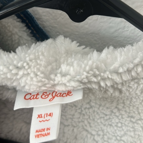 Cat & Jack Girls Denim Bomber Jacket - XL 14 - Picture 7 of 8